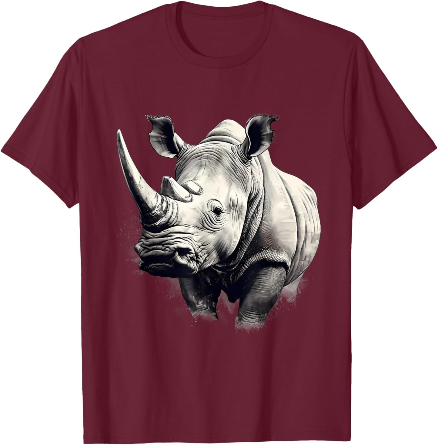 Rhino Safari Rhinoceros Animal Print Drawing Motif Wildlife T-Shirt - T-Shirt | Maroon