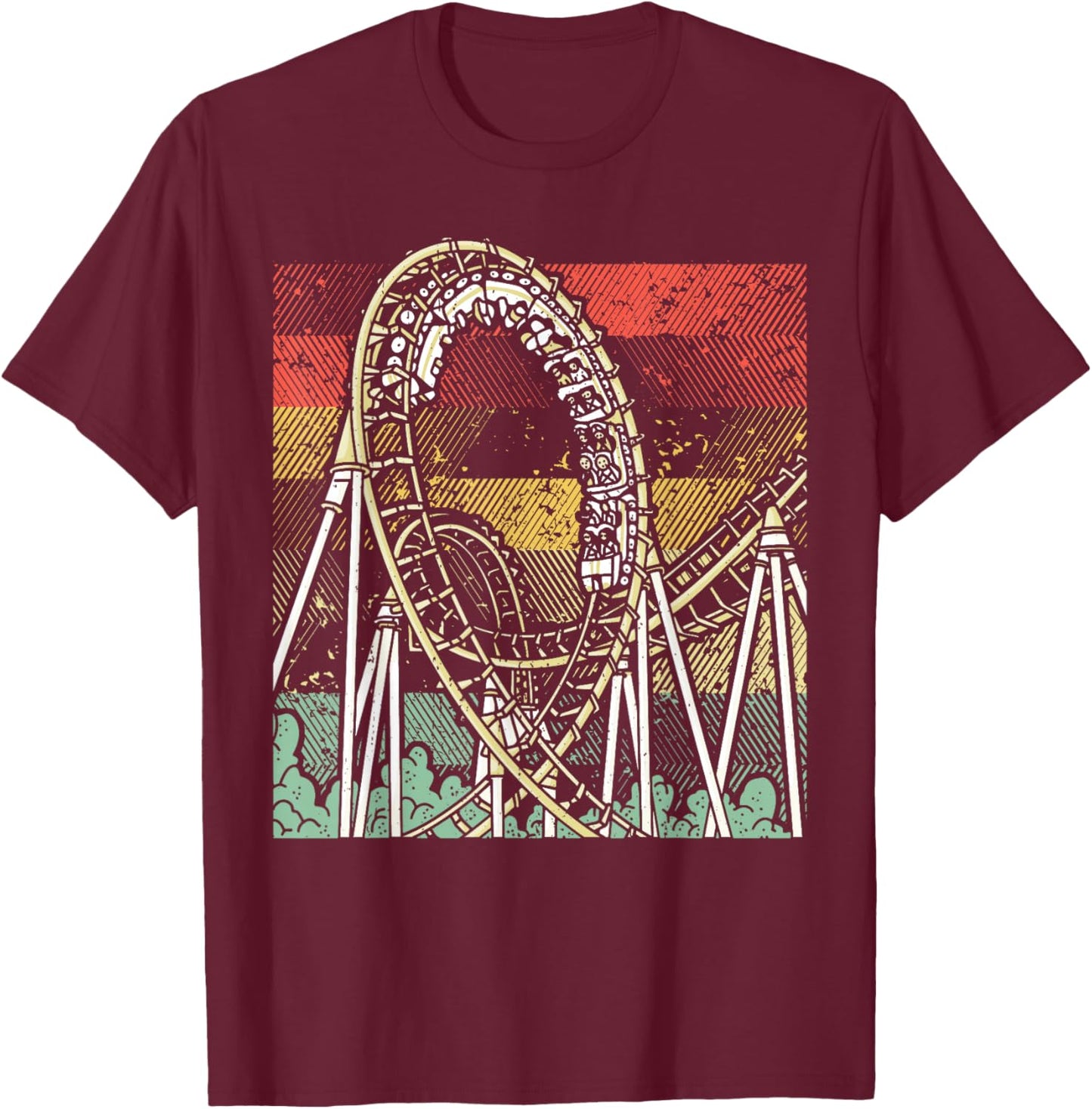 Retro Roller Coaster T-Shirt - T-Shirt | Maroon