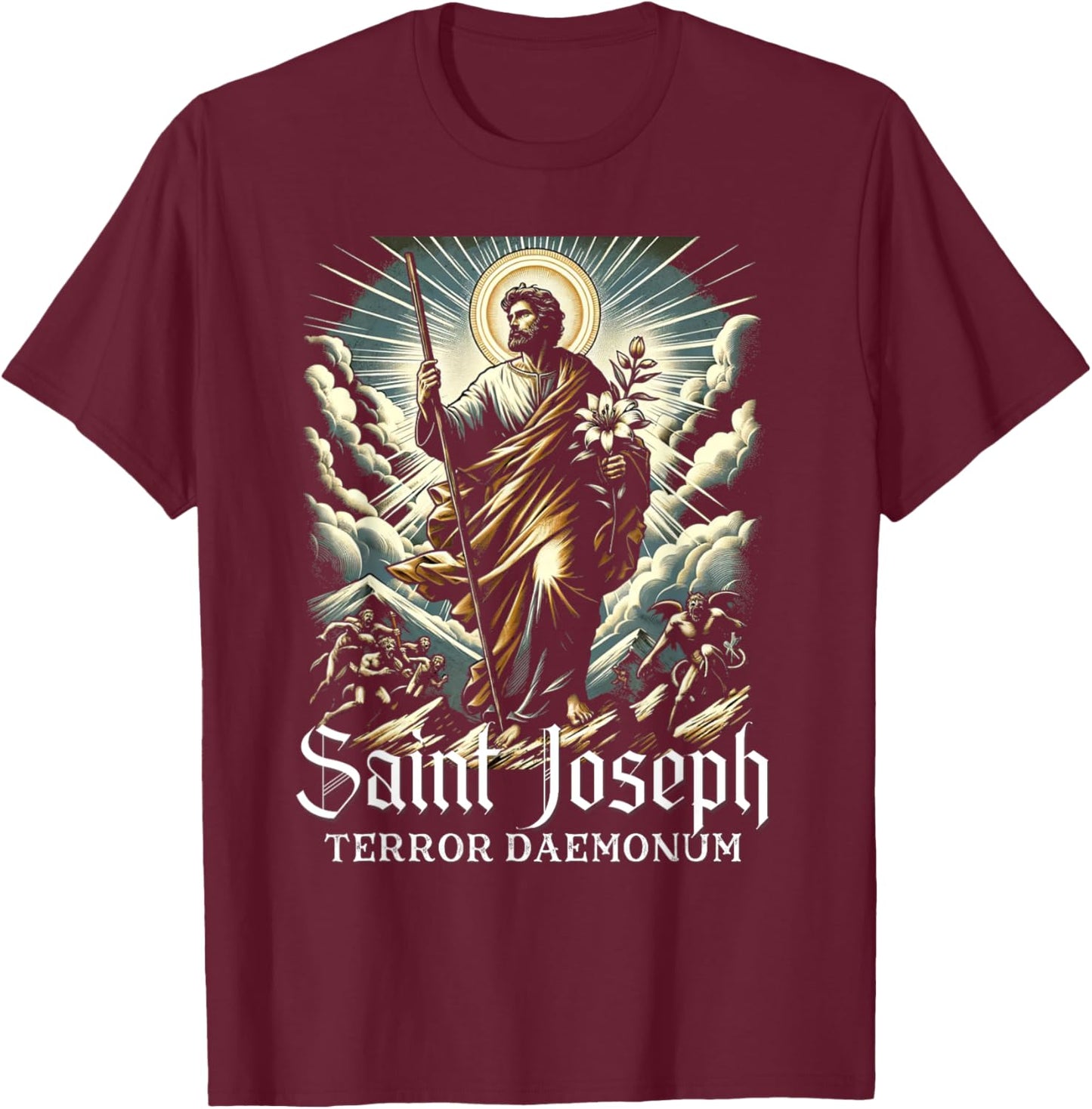 Saint Joseph Catholic Father And Worker T-Shirt - T-Shirt | Maroon
