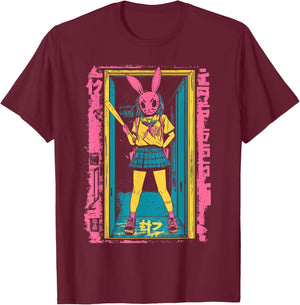 Creepy Girl Bunny Grunge Slasher Pastel Goth Anime Horror T-Shirt - T-Shirt | Maroon