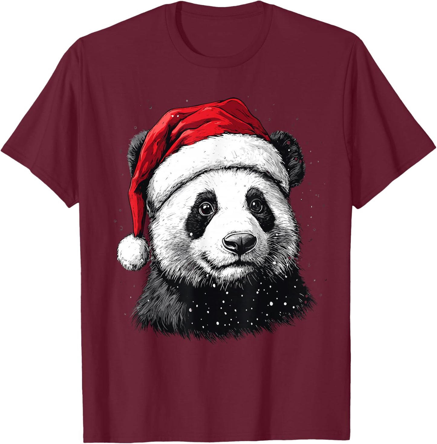 Panda Santa Hat Funny Panda Lovers Christmas Xmas Pajama T-Shirt - T-Shirt | Maroon