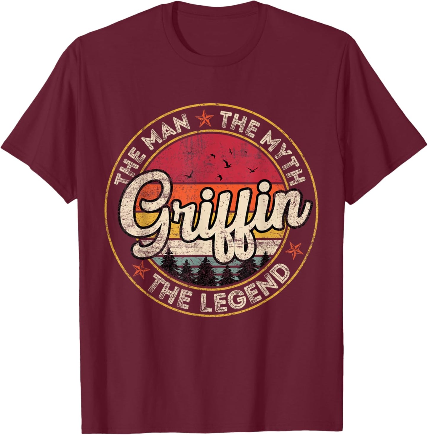 Griffin The Man The Myth The Legend Personalized Name T-Shirt - T-Shirt | Maroon
