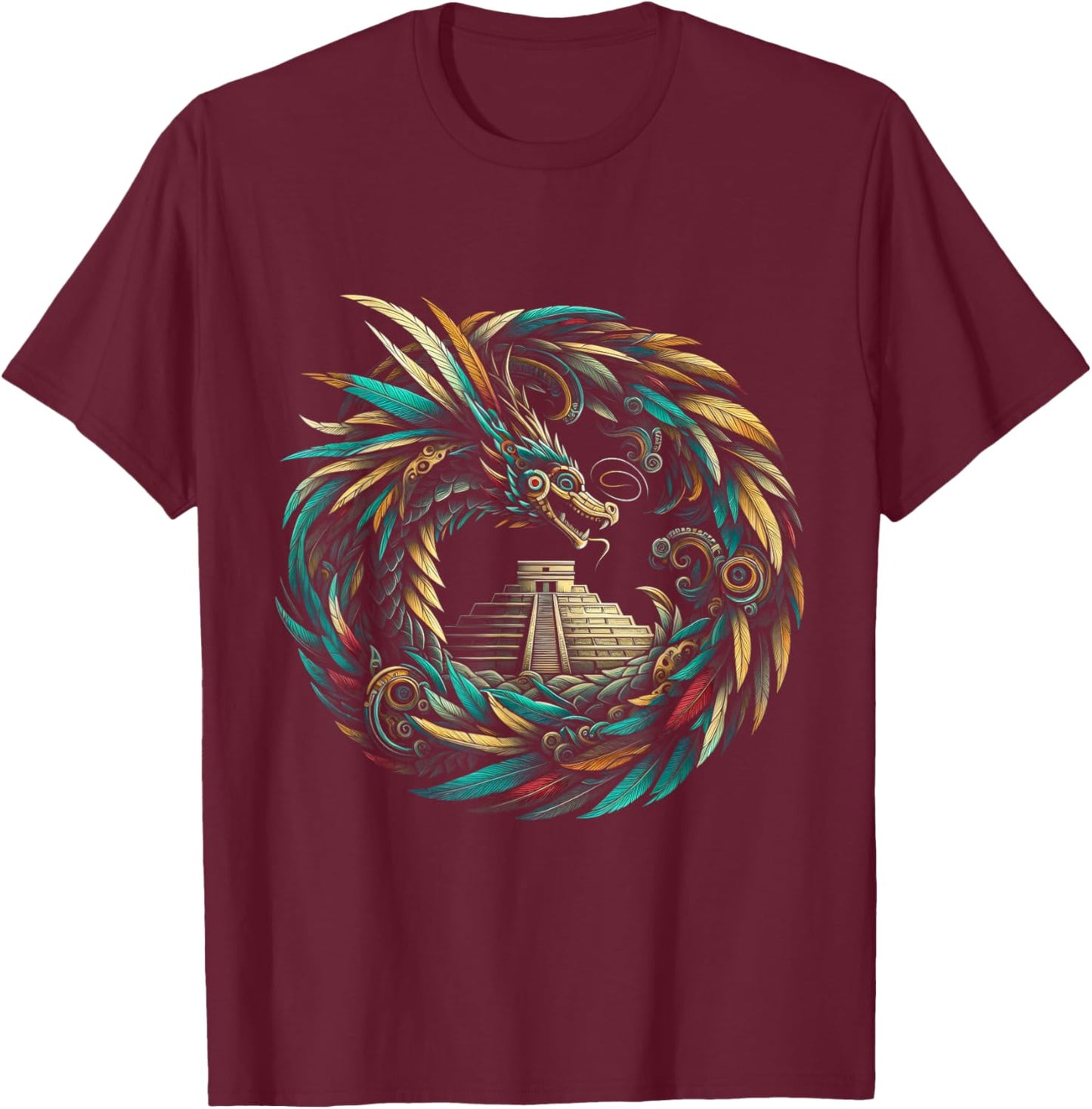 Aztec God Quetzalcoatl Feathered Serpent Aztecs Snake God T-Shirt - T-Shirt | Maroon