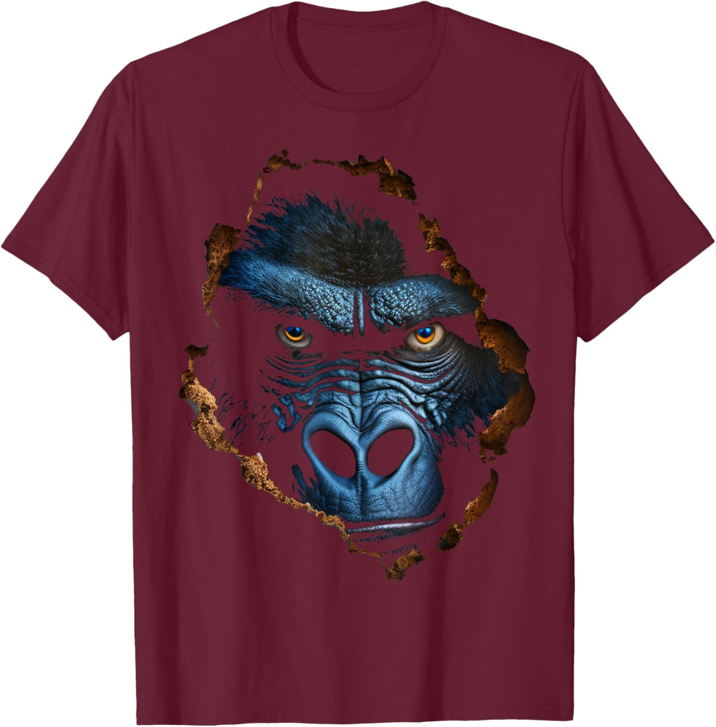 Gorilla Face Wall Animal Print Art Animal Lover Gorilla T-Shirt - T-Shirt | Maroon