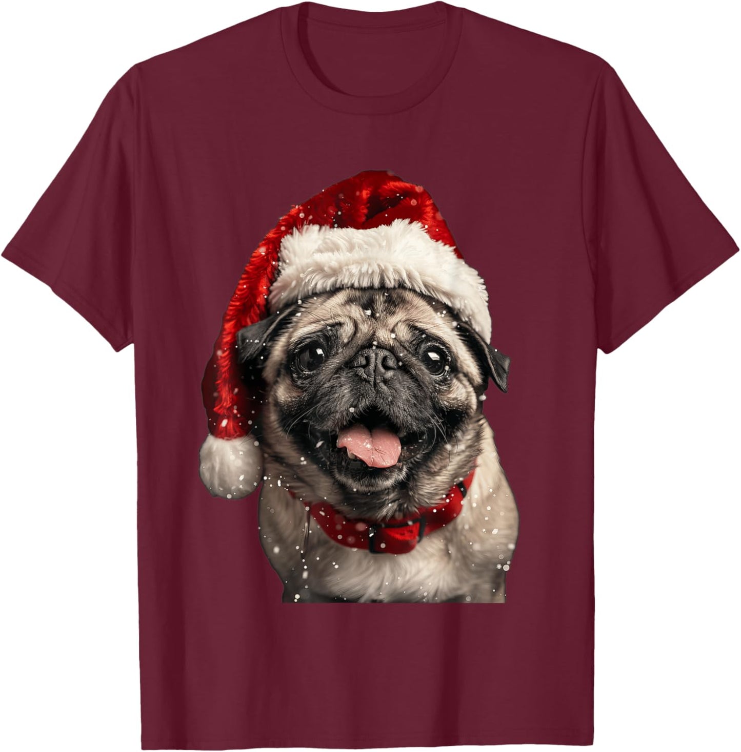 Pug Christmas T-Shirt - T-Shirt | Maroon