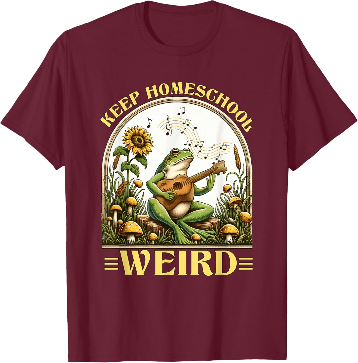 Funny Homeschool Teaching Keep Homeschool Weird Frog Kids T-Shirt - T-Shirt | Maroon