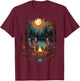 Vintage Ghost and Skeleton by Fire Camping Gothic Halloween T-Shirt - T-Shirt | Maroon