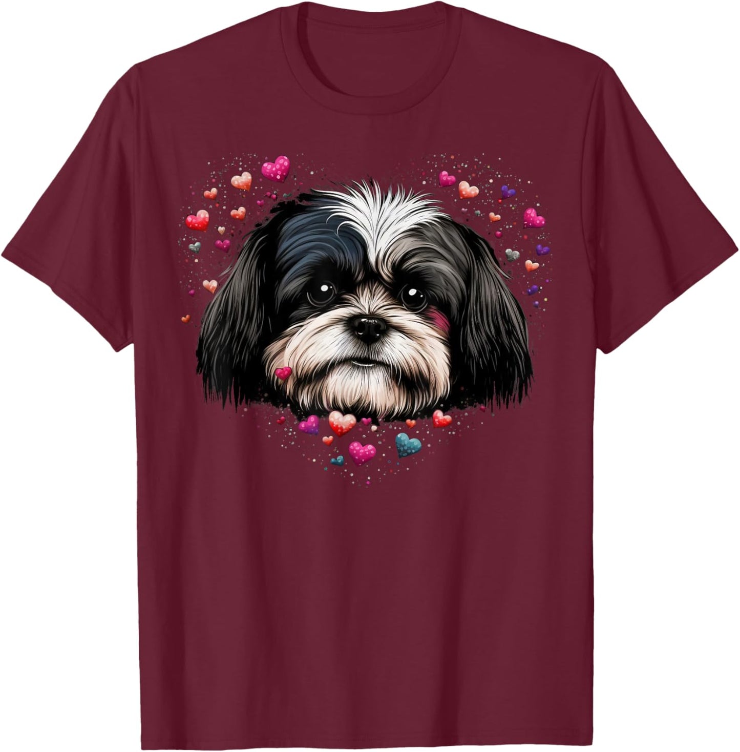 Shih Tzu Love Heart for Valentines Day on Shih Tzu Lover T-Shirt - T-Shirt | Maroon