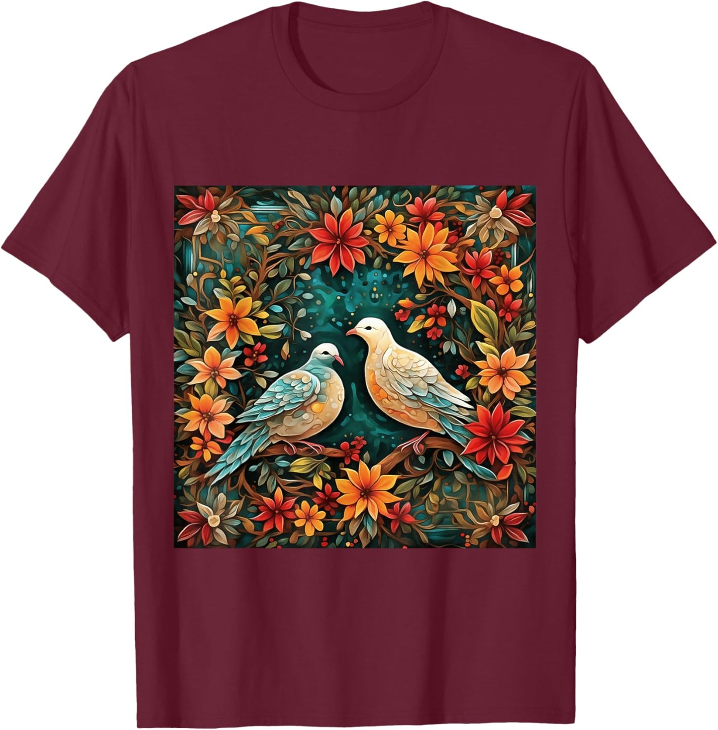 Two Turtle Doves T-Shirt - T-Shirt | Maroon