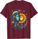 Mystic Sun and Moon Woman Mystical Flowers Aesthetic T-Shirt - T-Shirt | Maroon