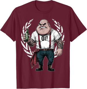 Traditioneller Oi Skinhead Punk-Rock T-Shirt - T-Shirt | Maroon