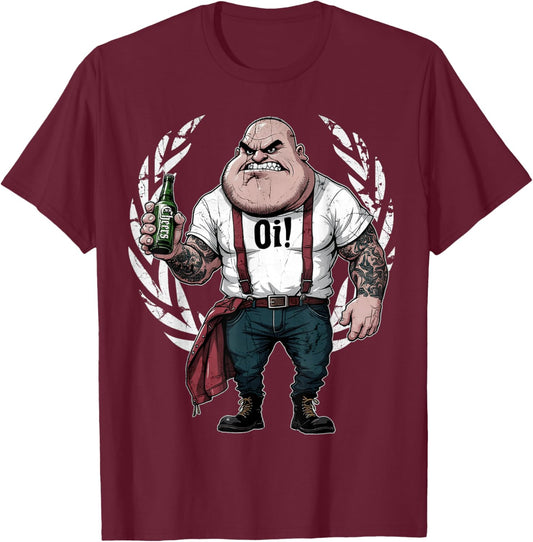 Traditioneller Oi Skinhead Punk-Rock T-Shirt - T-Shirt | Maroon