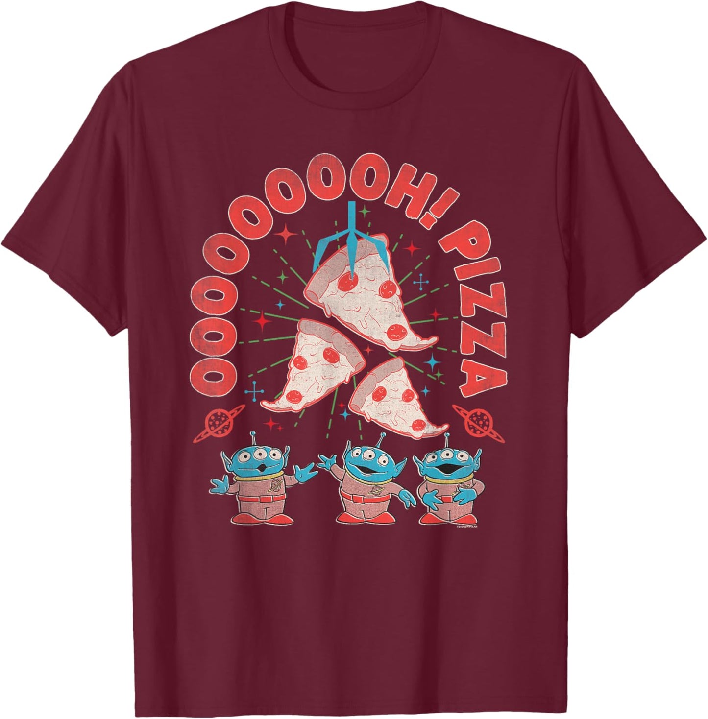Disney and Pixar’s Toy Story Aliens Oooooh! Pizza Distressed T-Shirt - T-Shirt | Maroon