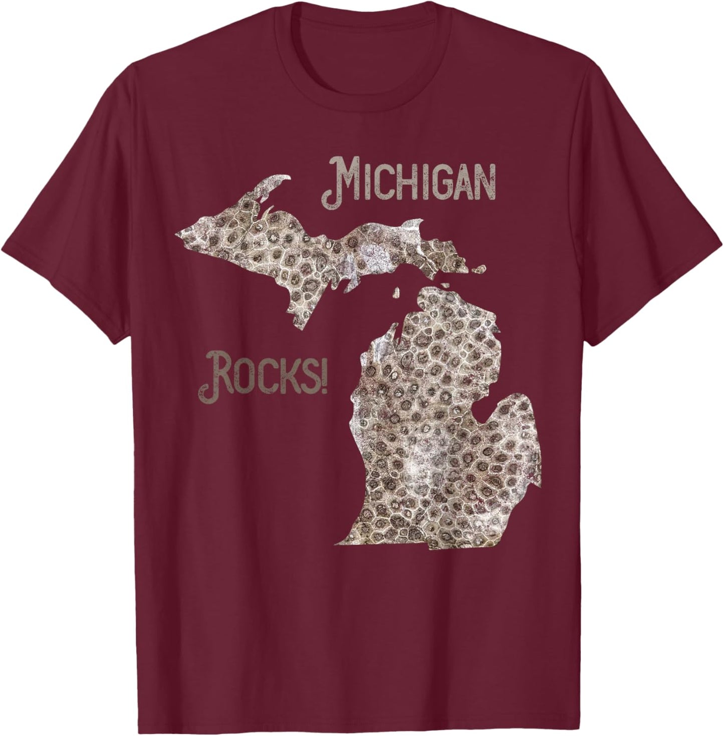 Michigan Rocks Petoskey Stone Hunting Great Lakes State T-Shirt - T-Shirt | Maroon