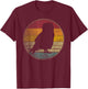 Owl Bird Vintage Distressed Retro Silhouette 70's 80's T-Shirt - T-Shirt | Maroon