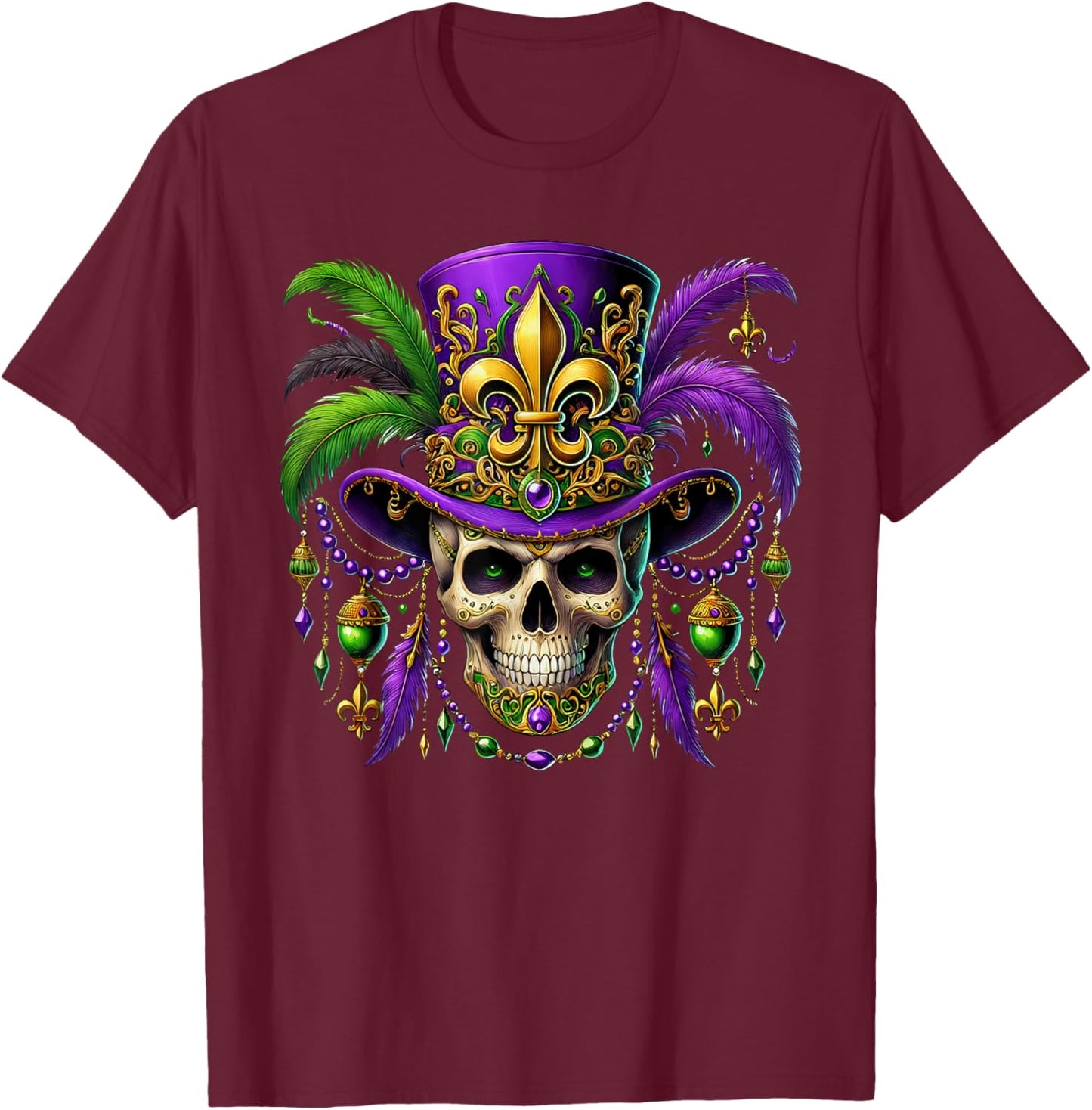 Mardi Gras Costume Sugar Skull Carnival Halloween Witch Men T-Shirt - T-Shirt | Maroon