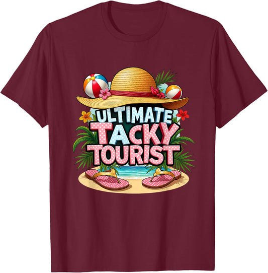 Tacky Tourist Costume Cruise Vacation Wacky Tacky Traveler T-Shirt - T-Shirt | Maroon