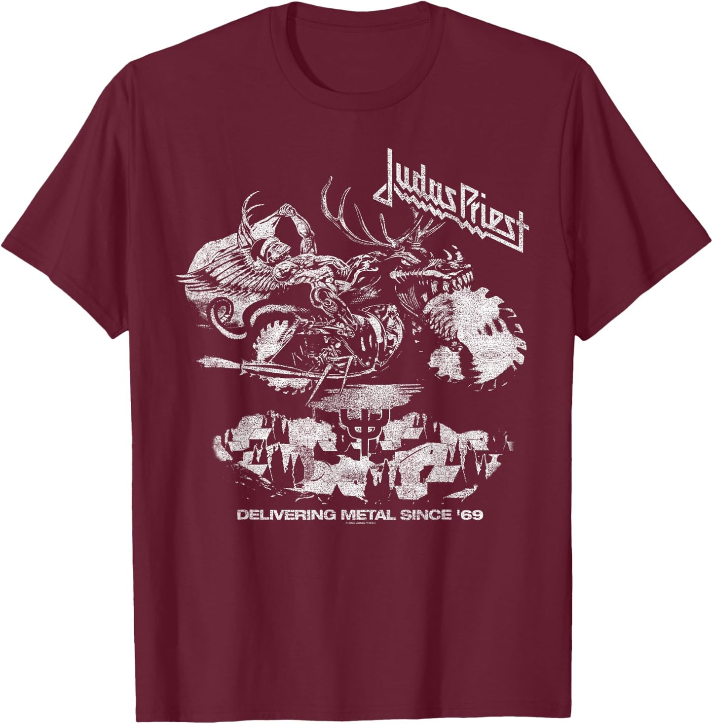 Judas Priest Painkiller Holiday Scene Red T-Shirt - T-Shirt | Maroon