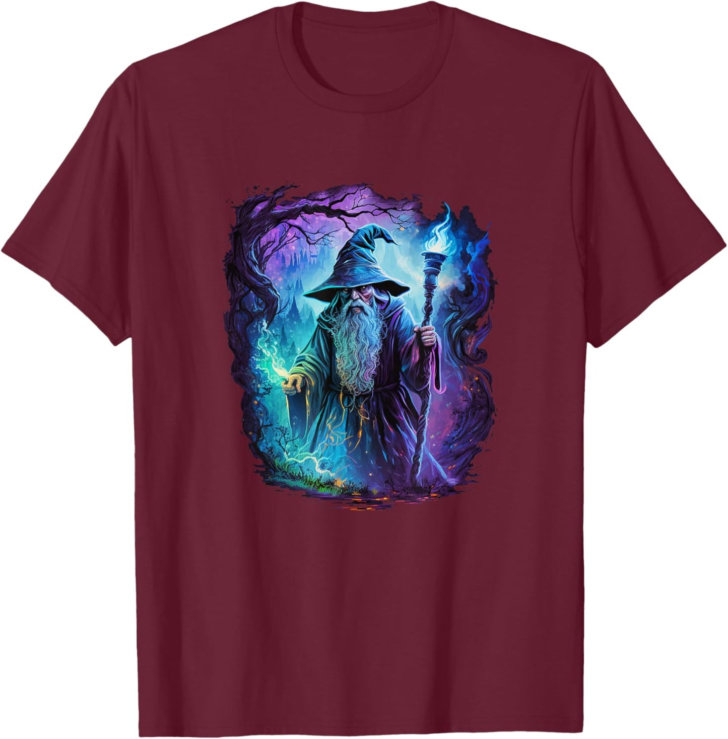 Retro Magical Wizard Fantasy T-Shirt - T-Shirt | Maroon