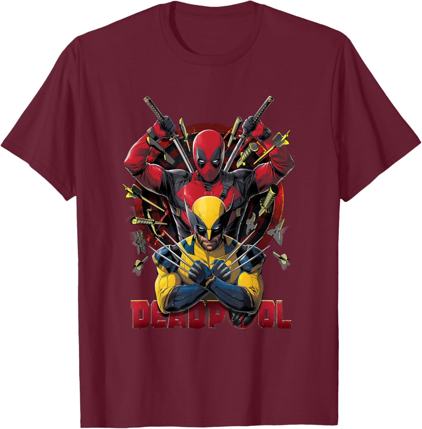 Marvel Studios Deadpool & Wolverine Claws Out Target Team-Up T-Shirt - T-Shirt | Maroon