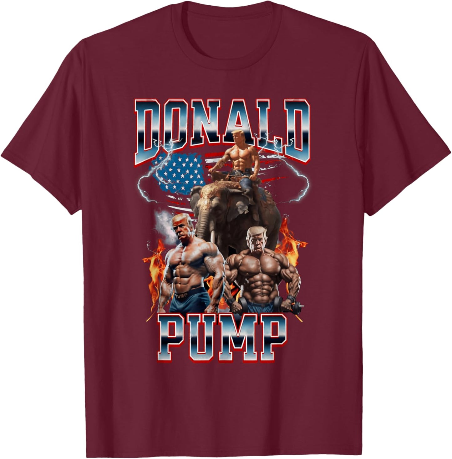 Donald Pump Vintage Gym Trump Meme T-Shirt - T-Shirt | Maroon