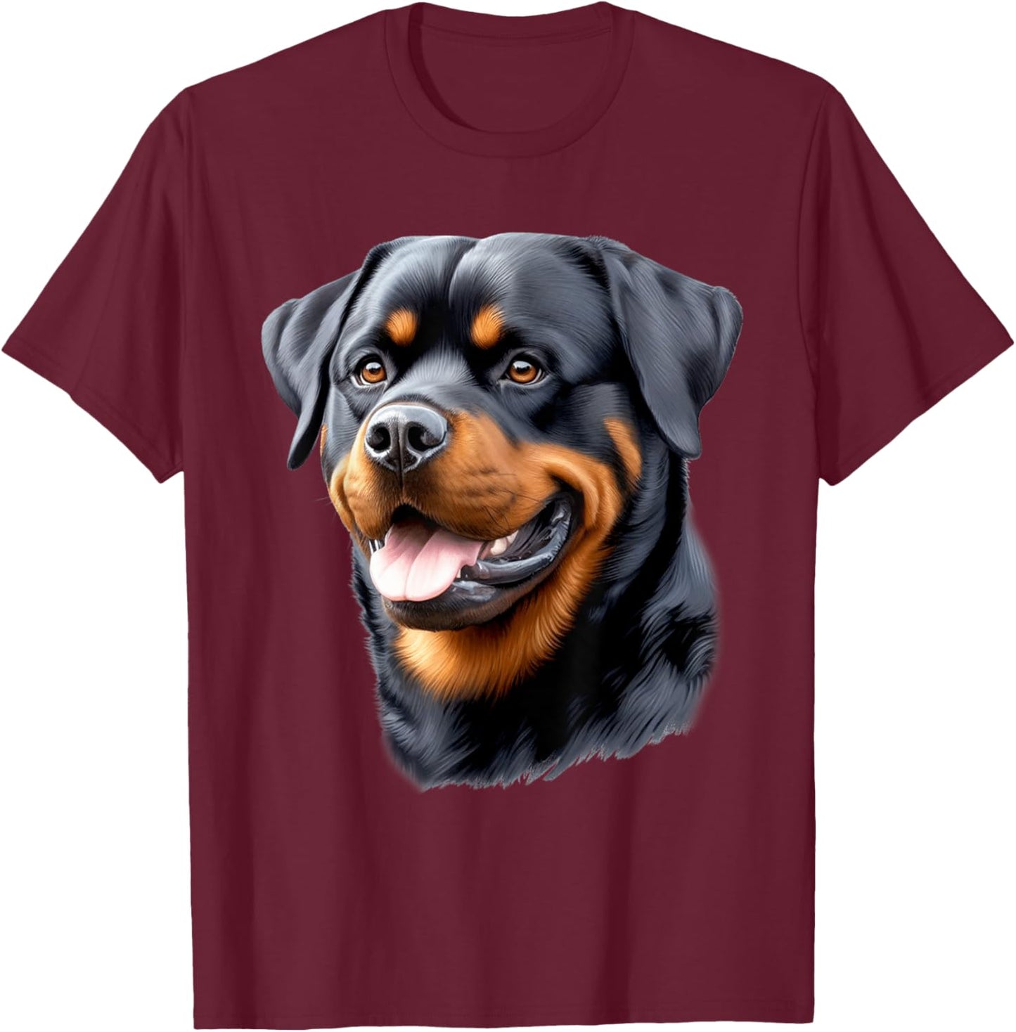 Rottweiler Dog Portrait T-Shirt - T-Shirt | Maroon