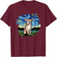 Tan Chihuahua Starry Night Impressionist Dog Art by Aja T-Shirt - T-Shirt | Maroon