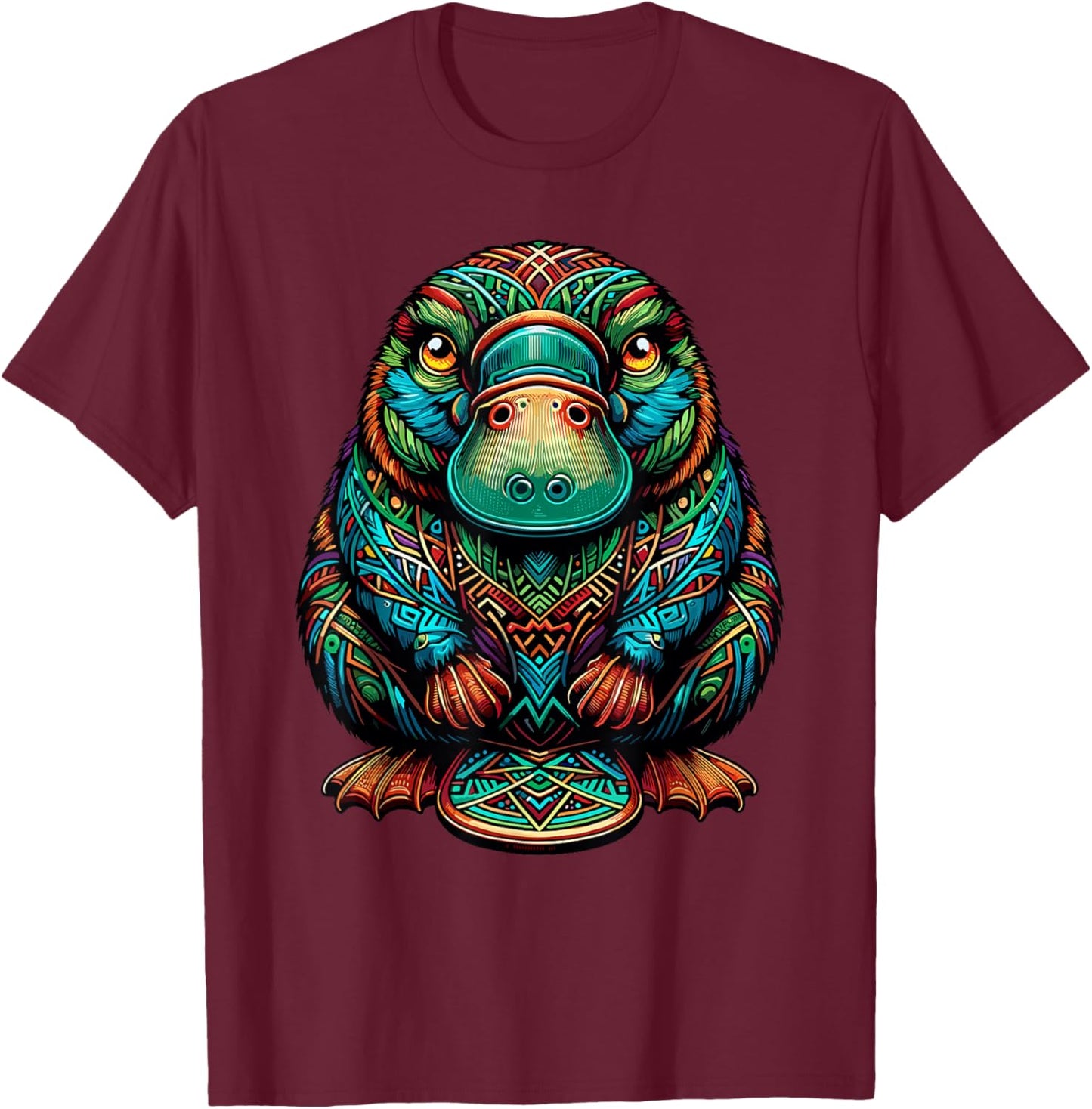Mandala Art Platypus Platypuses Duckbill T-Shirt - T-Shirt | Maroon