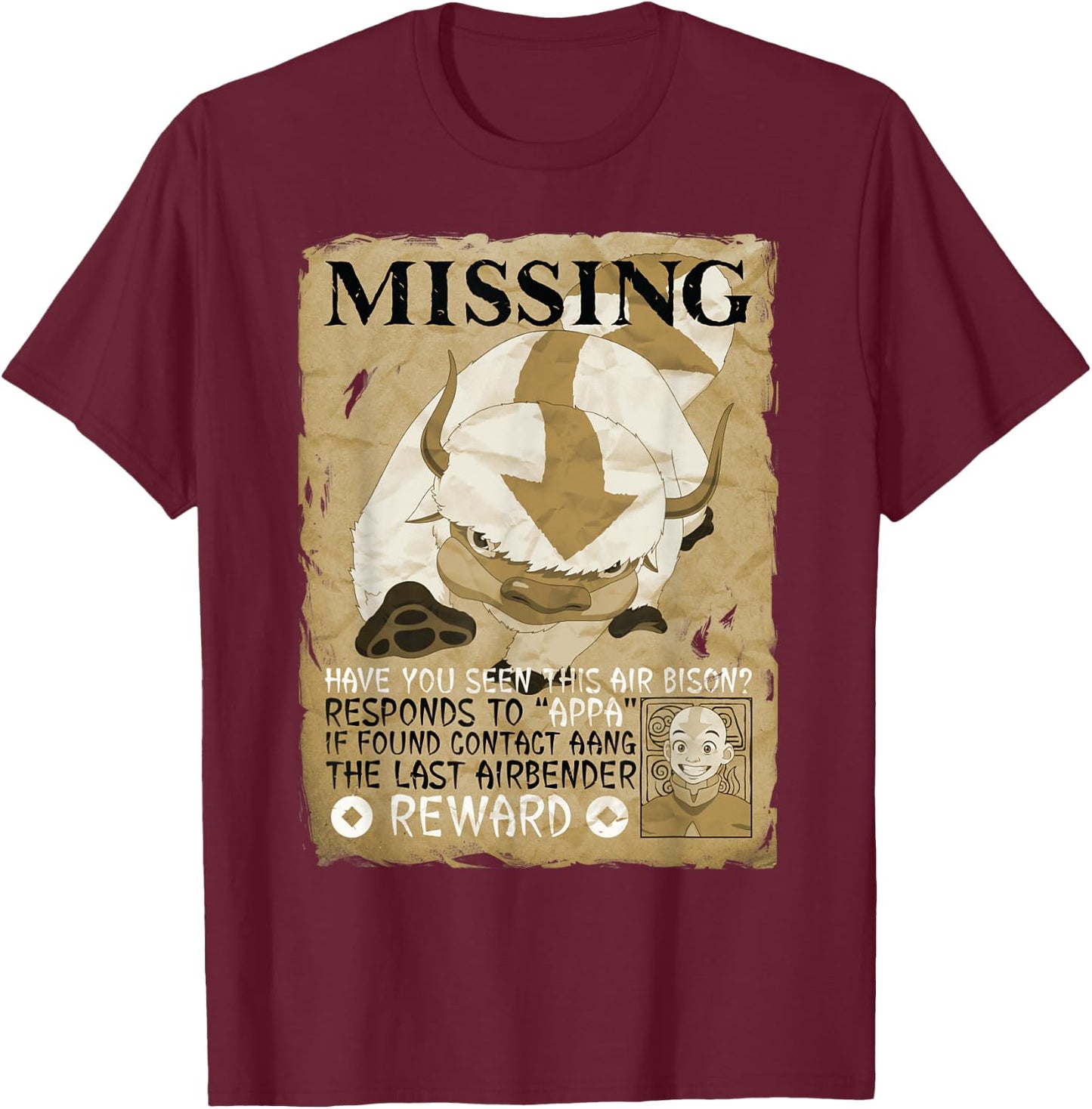 Missing Bison Poster Appa T-Shirt - T-Shirt | Maroon