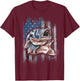 Patriotic Fishing 4th of July Men Amercian Flag Bass Fishing T-Shirt - T-Shirt | Maroon
