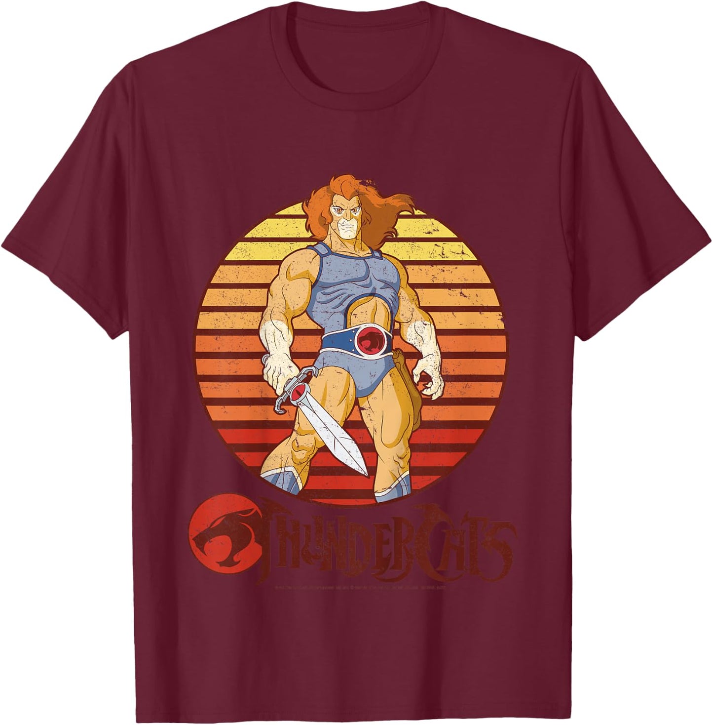 ThunderCats Lion-O Retro Sunset T-Shirt - T-Shirt | Maroon