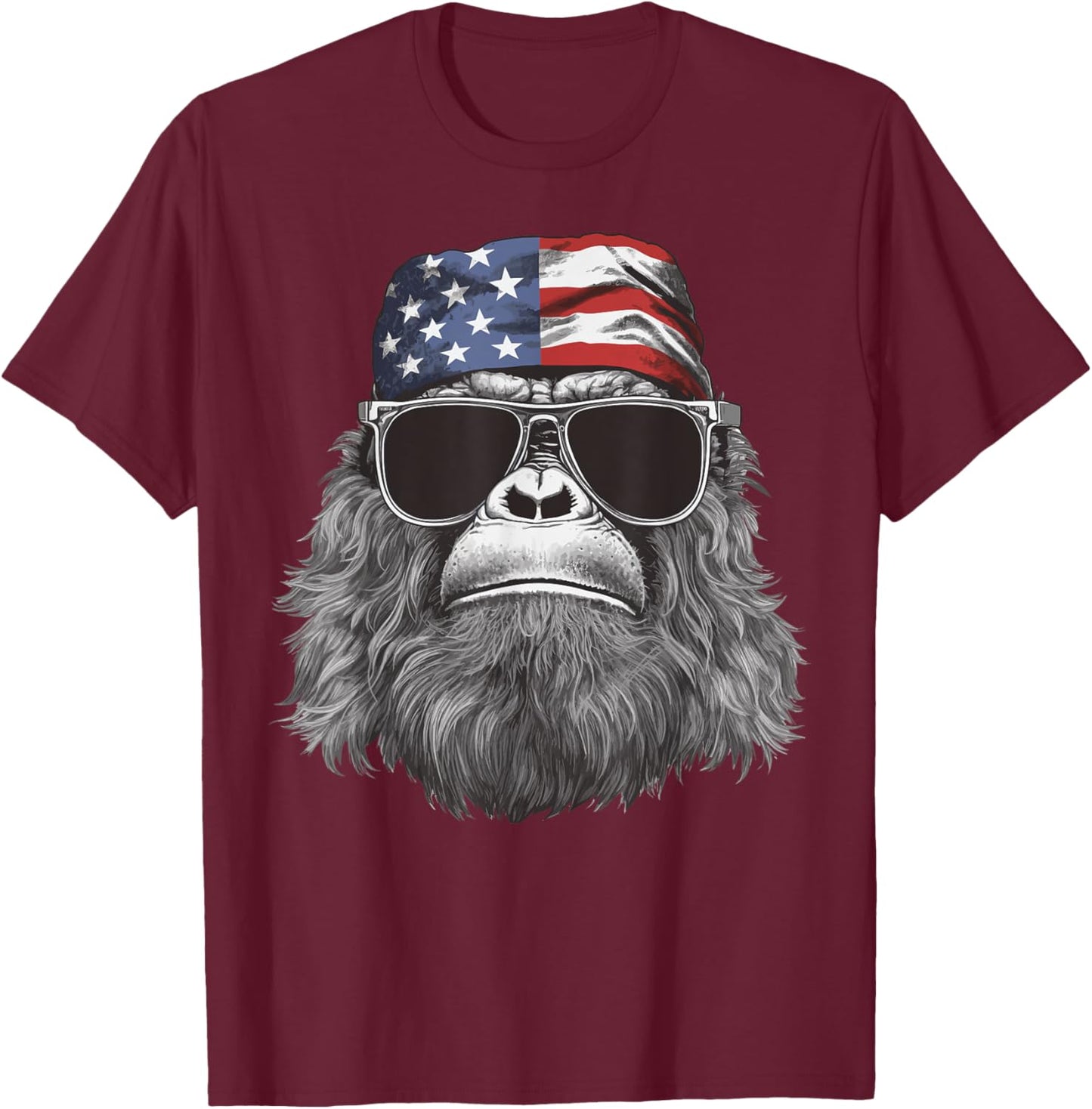 Bigfoot 4th of July American USA Flag Patriotic Kids T-Shirt - T-Shirt | Maroon
