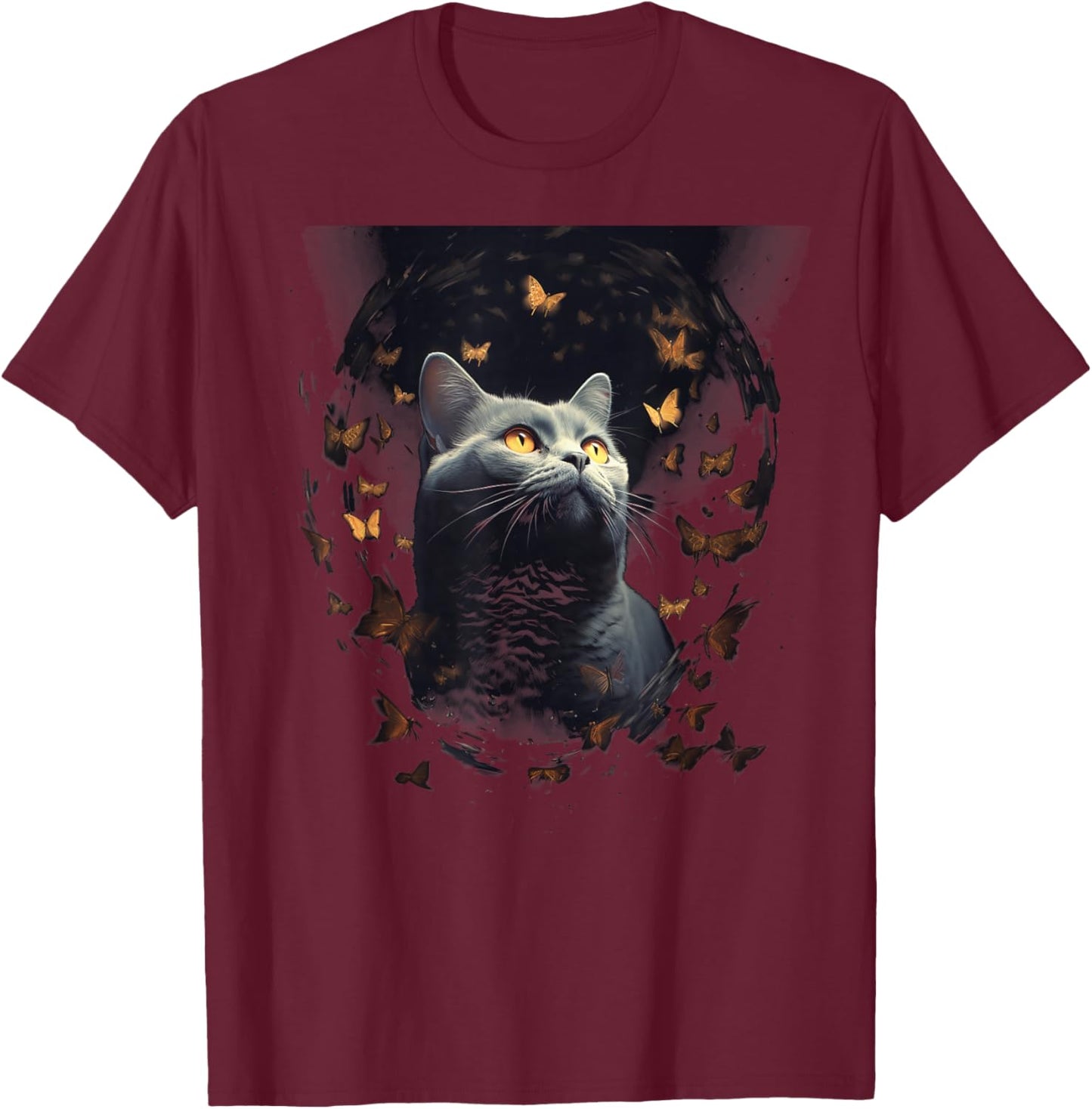 Chartreux Cat Eyes Kitty Kitten Cat Artwork Cat Face T-Shirt - T-Shirt | Maroon