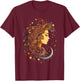 Mystic Sun and Moon Woman Mystical Flowers Aesthetic T-Shirt - T-Shirt | Maroon