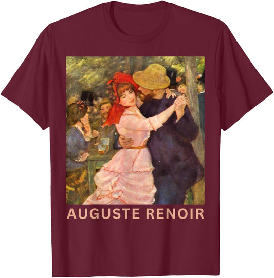 Pierre-Auguste Renoir Dance at Bougival Poster Vintage T-Shirt - T-Shirt | Maroon