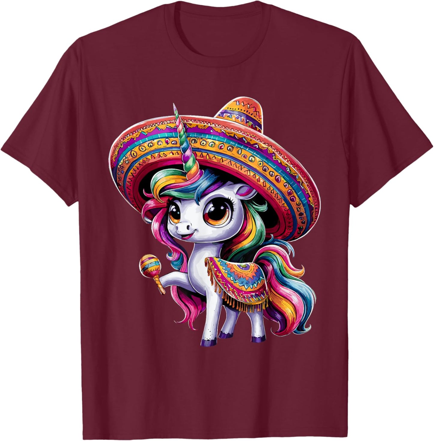 Cinco de Mayo Mexican Unicorn T-Shirt - T-Shirt | Maroon