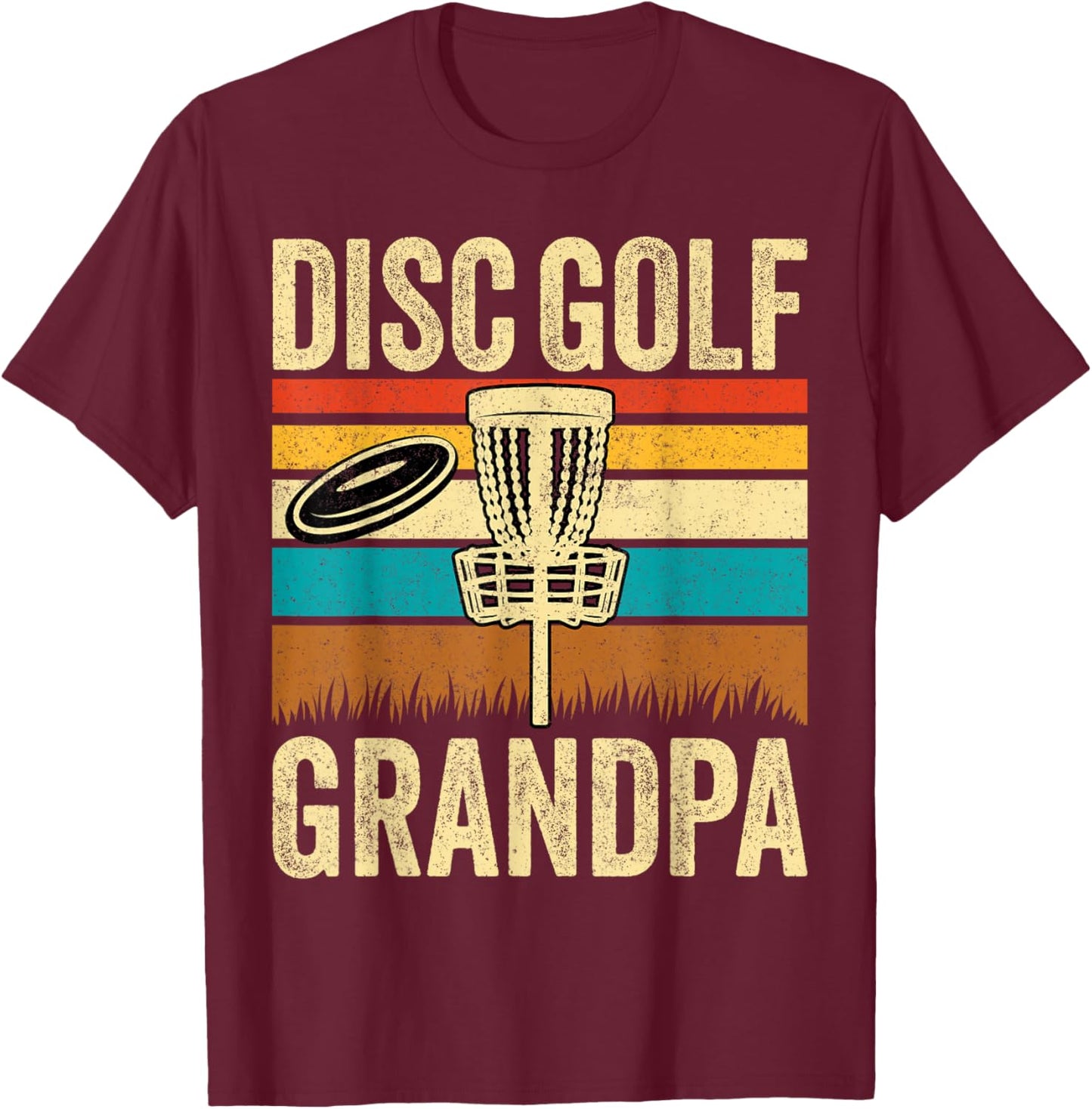 Disc Golf Grandpa - Retro Style Vintage Disc Golf Grandad T-Shirt - T-Shirt | Maroon