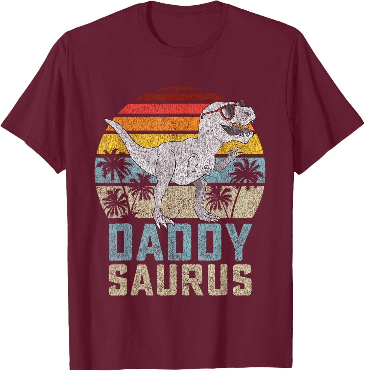 Daddysaurus T Rex Dinosaur Daddy Saurus Family Matching T-Shirt - T-Shirt | Maroon