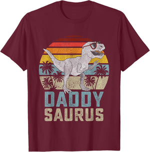 Daddysaurus T Rex Dinosaur Daddy Saurus Family Matching T-Shirt - T-Shirt | Maroon