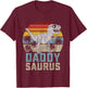 Daddysaurus T Rex Dinosaur Daddy Saurus Family Matching T-Shirt - T-Shirt | Maroon