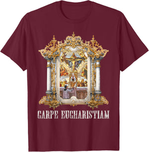 Eucharistic Consecration Traditional Latin Mass Catholic T-Shirt - T-Shirt | Maroon