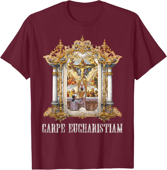 Eucharistic Consecration Traditional Latin Mass Catholic T-Shirt - T-Shirt | Maroon