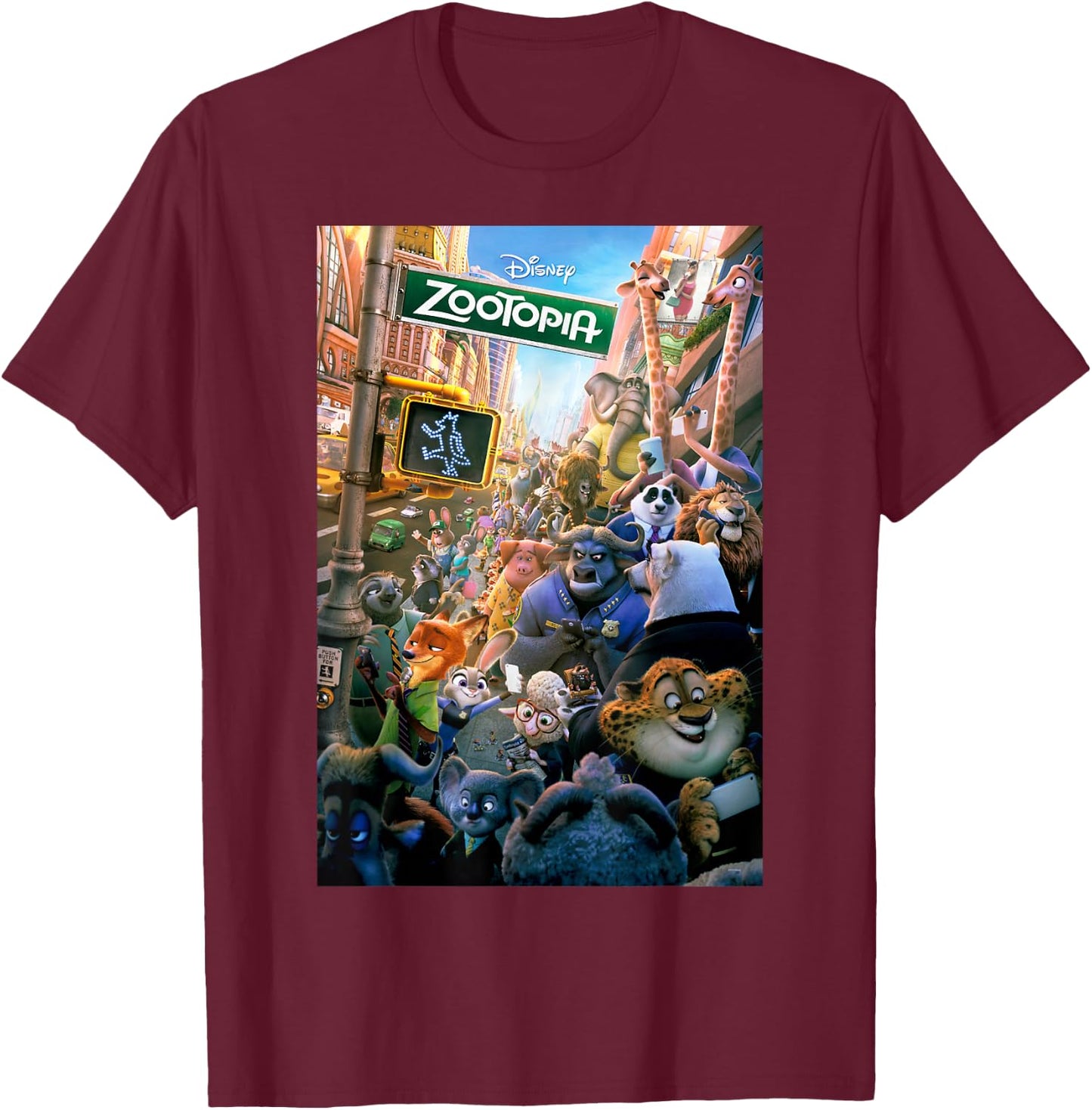 Disney Zootopia Poster T-Shirt - T-Shirt | Maroon