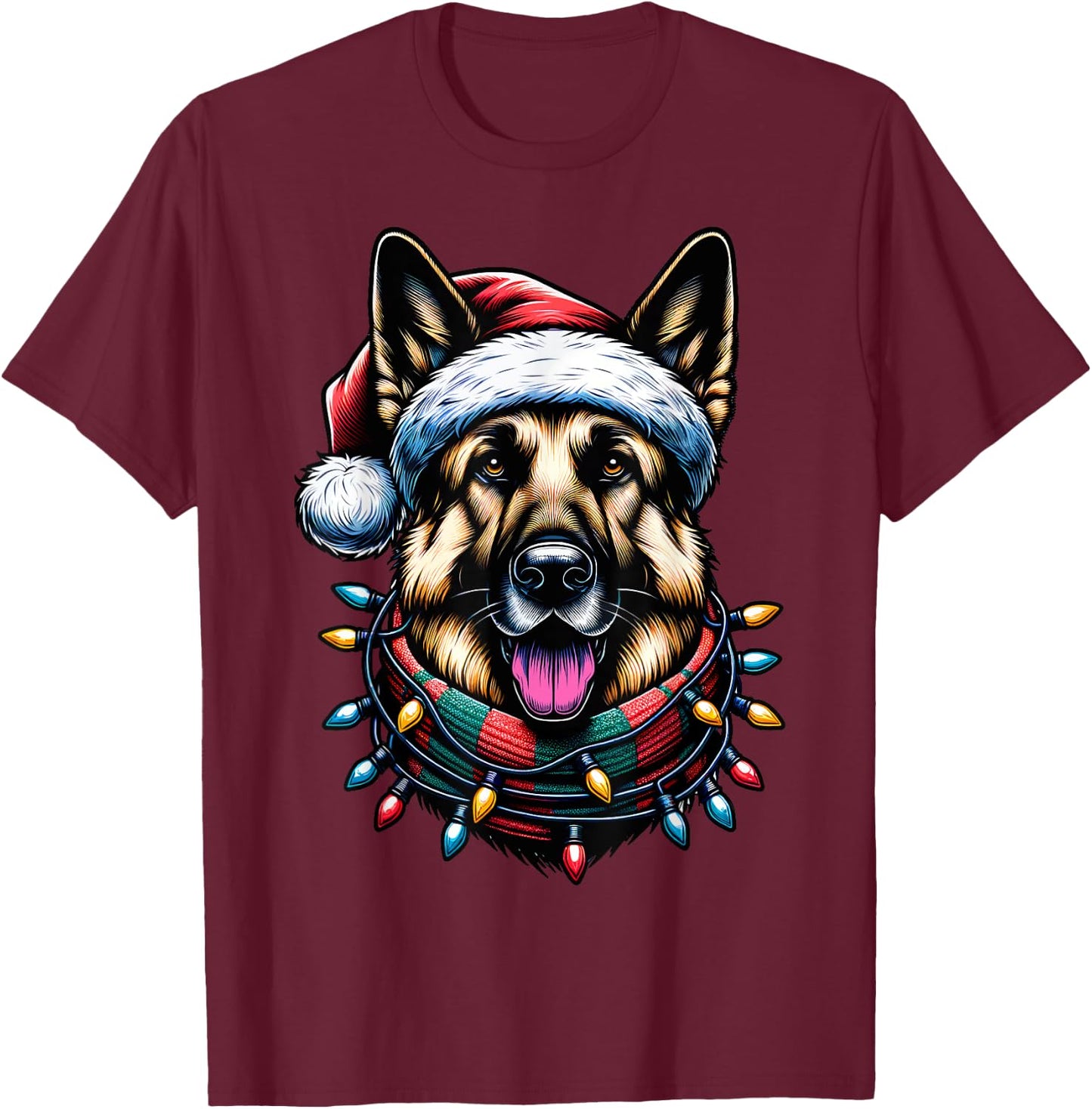 Christmas German Shepherd Xmas Shepherd Mom Dog Lover T-Shirt - T-Shirt | Maroon