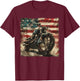 Vintage Motorcycle USA Flag Retro Biker American T-Shirt - T-Shirt | Maroon