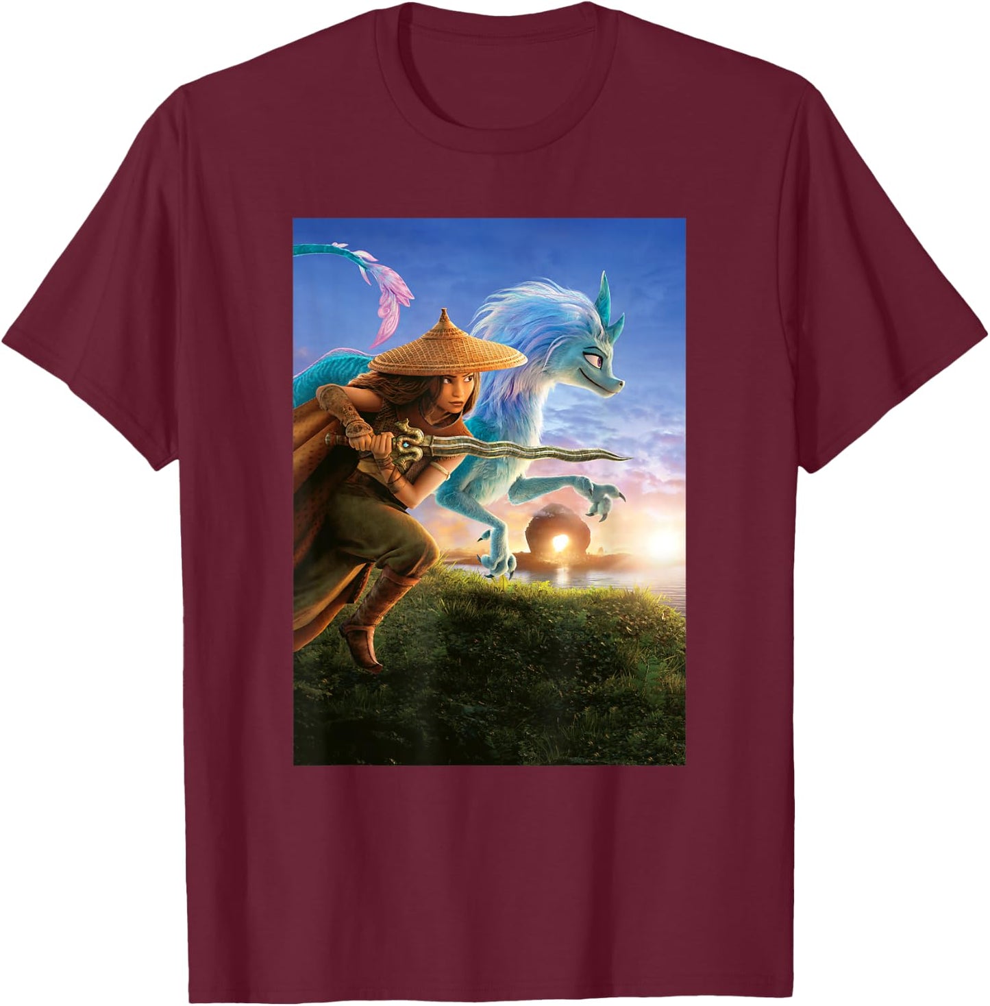 Disney Raya And The Last Dragon Raya Sisu Poster T-Shirt - T-Shirt | Maroon