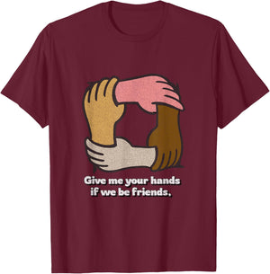 Distressed Give Hands Puck Midsummer Dream Shakespeare Quote T-Shirt - T-Shirt | Maroon