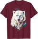 Polar Bear Animal Motif Blue Eyes Illustration Polar Bear T-Shirt - T-Shirt | Maroon