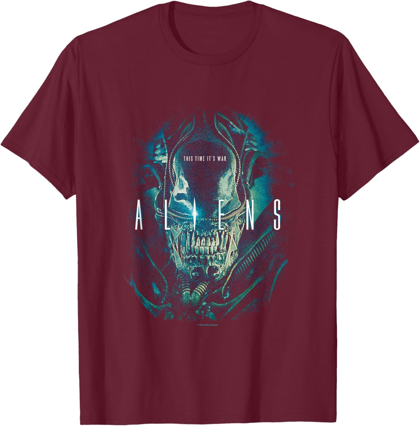Aliens Iconic Xenomorph This Time It's War Big Chest Poster T-Shirt - T-Shirt | Maroon