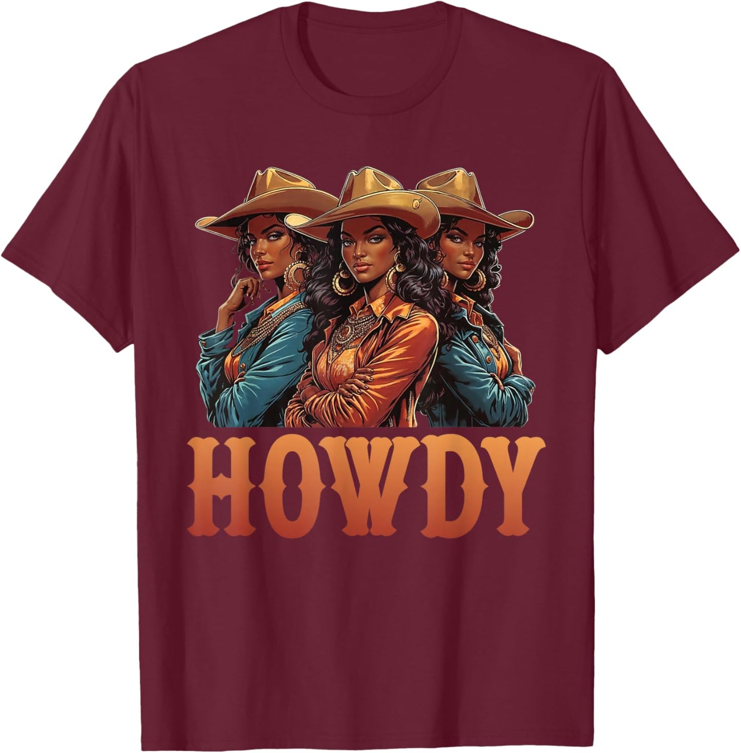 African Melanin Cowgirl Rodeo Western Black History Month T-Shirt - T-Shirt | Maroon